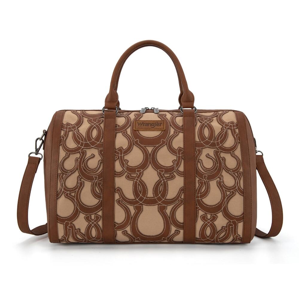 Wrangler Horseshoe Cutout Brown Travel Weekender Duffle Bag